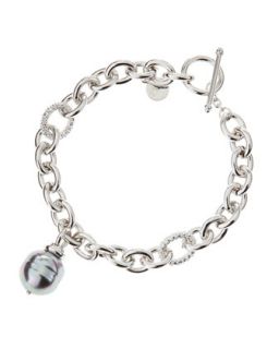 Sterling Silver & 14mm Pearl Pendant Bracelet