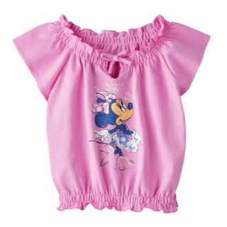 Disney Minnie Mouse Infant Toddler Girls Cap Sleeve Peasant Tee   Pink 4T