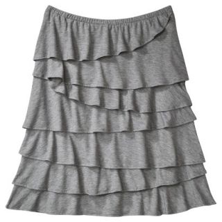 Merona Womens Knit Ruffle Skirt   Heather Gray   S