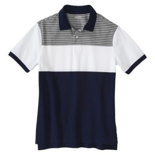 Mens Classic Fit Colorblock Polo Shirt Navy White grey stripe Voyage XXL