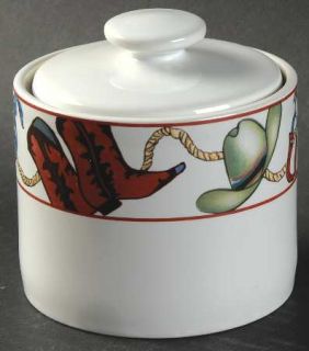Sakura Laredo Sugar Bowl & Lid, Fine China Dinnerware   Western Items On Border,