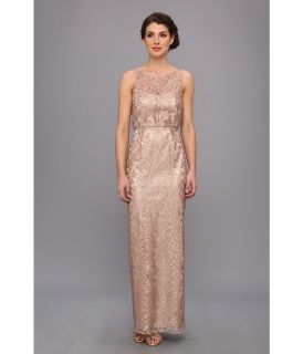 Laundry by Shelli Segal Embroidered Metallic Mesh Gown Womens Dress (Gold)