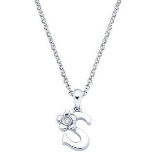 Little Diva Sterling Silver Diamond Accent Initial S Pendant Necklace   Silver
