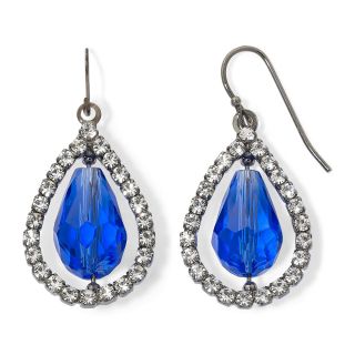 Metallic Glass Chandelier Earrings, Blue