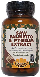 Country Life   Saw Palmetto & Pygeum Extract with Phospho Zyme Delivery System   60 Vegetarian Capsules