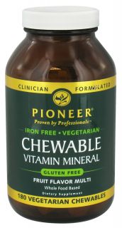 Pioneer   Chewable Vitamin Mineral Iron Free Fruit Flavor   180 Chewables