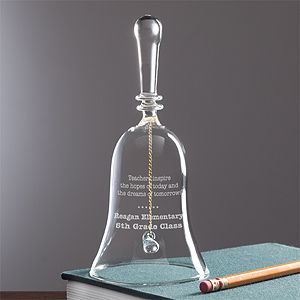 Personalized Crystal Teacher Bell   Inspirational Quotes