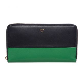 Celine Black And Green Colorblocked Leather Continental Wallet