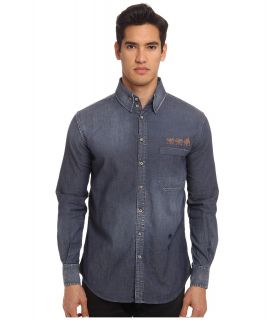 Vivienne Westwood MAN RUNWAY Anglomania Two Button Krall Shirt Mens Clothing (Blue)