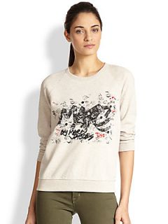 Marc by Marc Jacobs Graffiti Logo Print Cotton Sweatshirt   Slate Grey