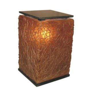 Jeffan Paris 24 in. Amber Brown Cube Floor Lamp with Abstract Natural Weave LM 791