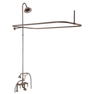 Barclay Products 3 Handle Claw Foot Tub Faucet with Hand Shower and Shower Unit in Brushed Nickel 4063 PL BN