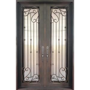 Iron Doors Unlimited Armonia Full Lite Painted Antique Copper Decorative Wrought Iron Entry Door IA7498RSCT