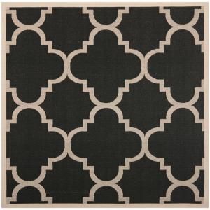 Safavieh Courtyard Black/Beige 7.8 ft. x 7.8 ft. Square Area Rug CY6243 266 8SQ