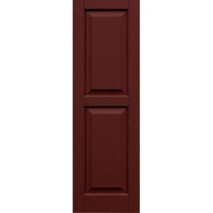 Wood Composite 15 in. x 48 in. Raised Panel Shutters Pair #650 Board and Batten Red 51548650