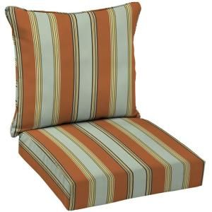 Hampton Bay Fontina Stripe Welted 2 Piece Pillow Back Outdoor Deep Seating Cushion Set AD20911B 9D1