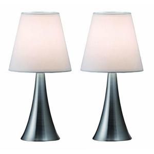 All The Rages Simple Designs 11 in. Mini Touch Table Lamp Set with White Shades (1 Pair) LT2014 WHT 2PK