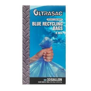 Ultrasac 33 gal. Blue Recycling Bags .9 Mil (50 Count) US BL