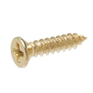 #8 x 1 in. Brass Plated Flat Head Phillips Drive Decor Screw (4 Pieces) 76258