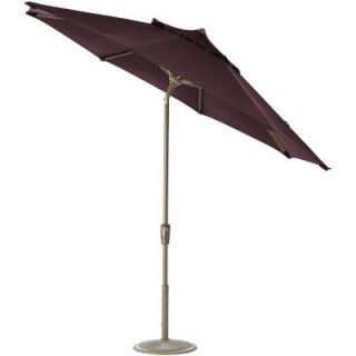 Home Decorators Collection 11 ft. Auto Tilt Patio Umbrella in Fife Plum Sunbrella with Champagne Frame 1549720370