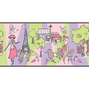 The Wallpaper Company 10.25 in. x 15 ft. Pastel Paris Sketch Border WC1285030
