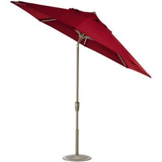 Home Decorators Collection 11 ft. Auto Tilt Patio Umbrella in Red Sunbrella with Champagne Frame 1549720110
