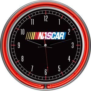 Trademark 14 in. NASCAR Chrome Double Ring Neon Wall Clock NASCAR1400