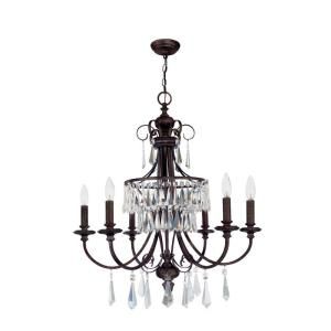 World Imports Lillie Collection 6 Light Hanging Bronze Chandelier DISCONTINUED WI584689