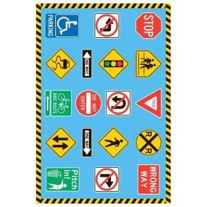 LA Rug Inc. Fun Time Traffic Signs Multi Colored 19 in. x 29 in. Accent Rug FT 130 1929