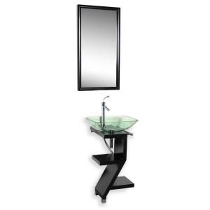 DreamLine 16.5 in. Vanity in Black with Clear Glass Vanity Top Sink and Mirror DL 8181M17 BK