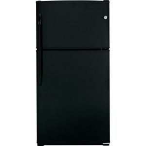 GE 32.75 in. W 21.0 cu. ft. Top Freezer Refrigerator in Black, ENERGY STAR GTH21GBEBB
