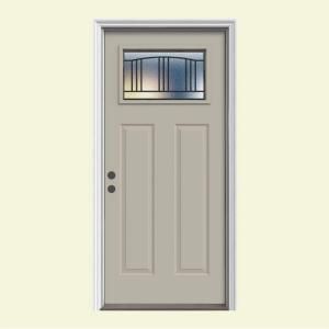 JELD WEN Premium Madison Craftsman Painted Steel Entry Door with Brickmold N11798