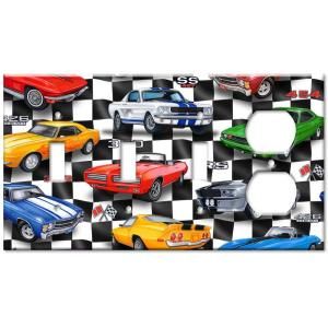 Art Plates Muscle Cars   Triple Switch / Outlet Combo Wall Plate SSSO 502