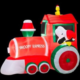 Home Accents Holiday Peanuts 5 ft. Airblown Train with Snoopy and Woodstock Scene 86159X