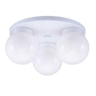 Westinghouse 3 Light Ceiling Fixture White Interior Flush Mount with White Glass Globes 6621400