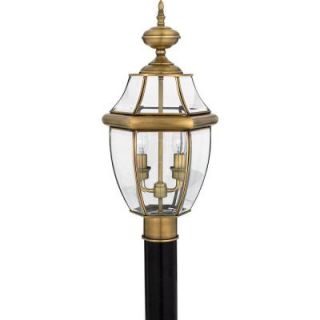 Filament Design 2 Light 12 in. Outdoor Polished Brass Post Light with Clear Glass CLI GH8009321