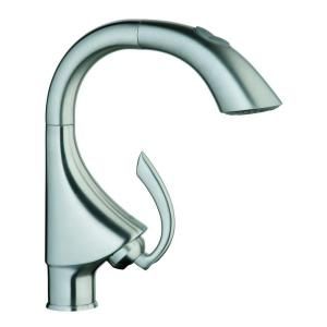 GROHE K4 Single Handle Pull Out Sprayer Kitchen Faucet in SuperSteel 32073SD0