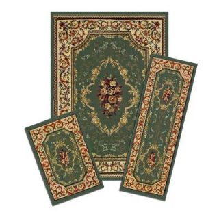 Capri Rose Medley 3 Piece Set Contains 5 ft. x 7 ft. Area Rug, Matching 22 in. x 59 in. Runner and 22 in. x 31 in. Mat XX40/372 G