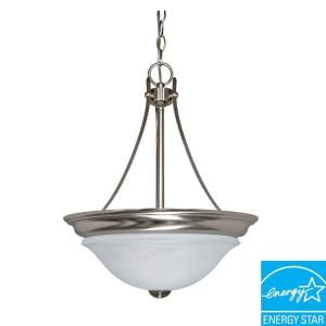Glomar Triumph 2 Light Hanging Brushed Nickel Pendant with Alabaster Shade HD 465