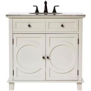 Home Decorators Collection Hudson 36 in. Vanity in White with Natural Marble Vanity Top in White 1663210410