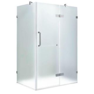 Vigo 34 1/8 in. x 46 in. x 73 3/8 in. Frameless Pivot Shower Enclosure in Brushed Nickel with Frosted and Right Door VG6011BNMT36R