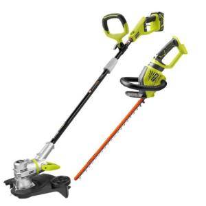 Ryobi 24 Volt Lithium ion Straight Shaft Cordless String Trimmer/Edger with 24 in. Hedge Trimmer RY24212SB at The Home Depot