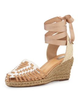 Isadora Ankle Wrap Wedge, Pearl