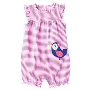 Just One YouMade by Carters Girls Ruffle Sleep Romper   Pink/White 6 M