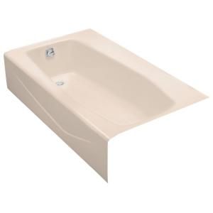 KOHLER Villager 5 ft. Left Hand Drain Bath with extra 4 in. Ledge Bathtub in Almond DISCONTINUED K 713 47