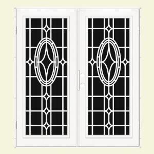 Unique Home Designs Modern Cross 72 in. x 80 in. White Right Hand Recessed Mount Aluminum Security Door with Charcoal Insect Screen 1S2506KN2WHISA