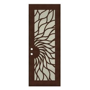 Unique Home Designs Sunfire 36 in. x 96 in. Copperclad Right Hand Surface Mount Aluminum Security Door with Beige Perforated Aluminum Screen 1S2001EM1CCP2A
