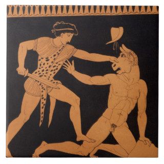Victory of Theseus over the Minotaur Print Tile