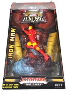 Hasbro Year 2007 Marvel Legends Titanium Series Die Cast Metal 5 Inch Tall Posable Action Figure   IRON MAN with Display Base: Toys & Games
