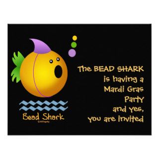 Bead Shark   Gold Personalized Invitations